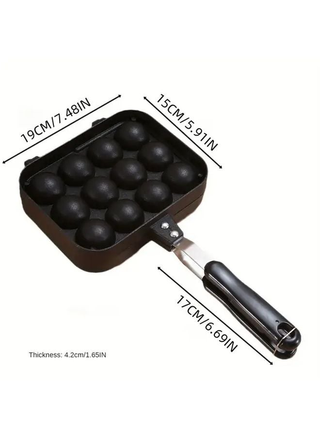 Black 12 Cavity Takoyaki Pan Non Stick Double Sided Removable Baking Griddle - Image 3